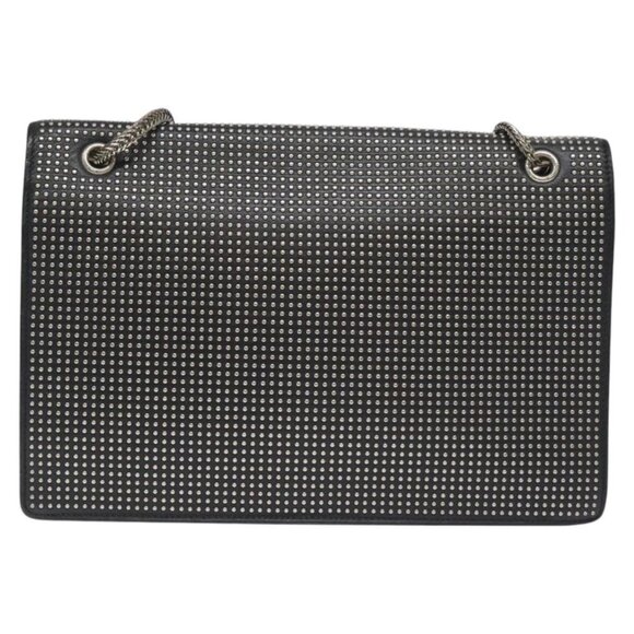 SAINT LAURENT Chain Betty Shoulder Bag Leather Black Silver Auth 130120 - Picture 2 of 15